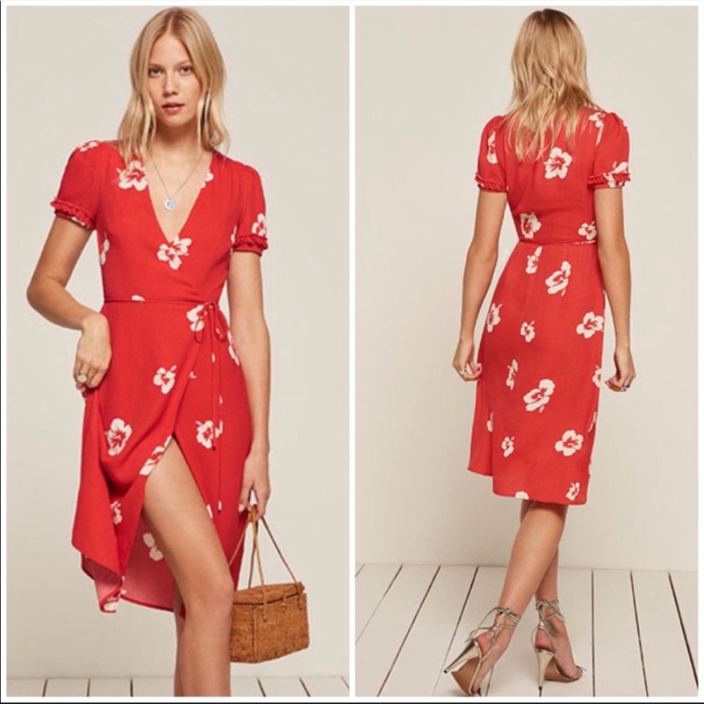 Reformation Red wrap dress